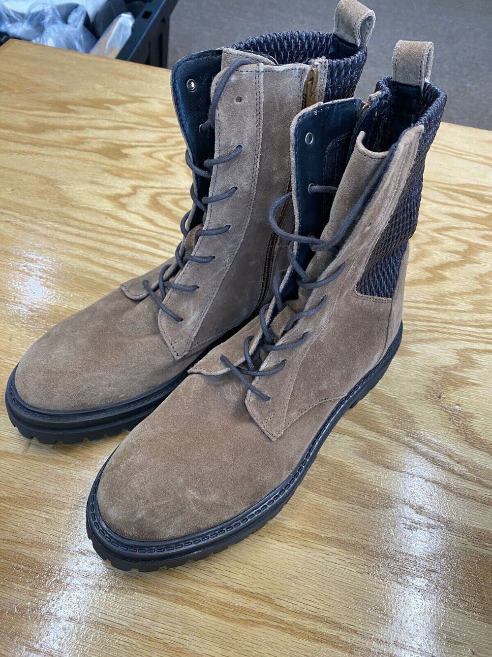 Geox Respira Combat Boots Women's 8.5 Brown Suede Lace Up High Top Round Toe S42